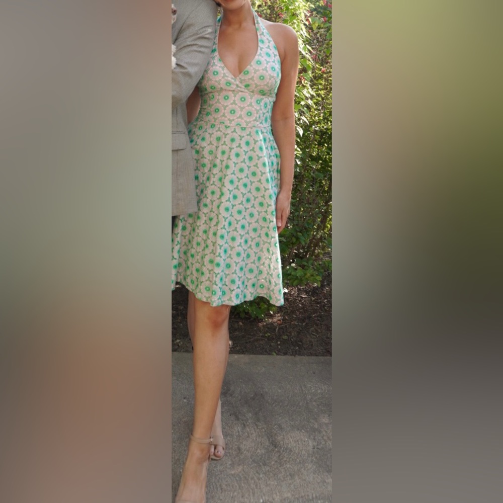 Embroidered Lilly Pulitzer Halter Cocktail Dress - Vintage Pink Kelly Green